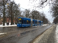 En sprvagn p linje 7 utanfr Skansen.
Bilden tagen: 2016-01-24
Publicerad: 2016-02-28