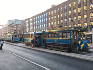 Veteranspårvagnar vid Spårväg Citys vändspår vid T-Centralen.
Bilden tagen: 2018-09-03
Publicerad: 2018-10-21